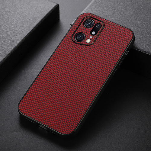 Soft Luxury Leather Snap On Case Cover B05H for Oppo Find X5 Pro 5G Red