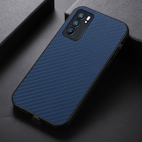 Soft Luxury Leather Snap On Case Cover B05H for Oppo Reno6 5G Blue