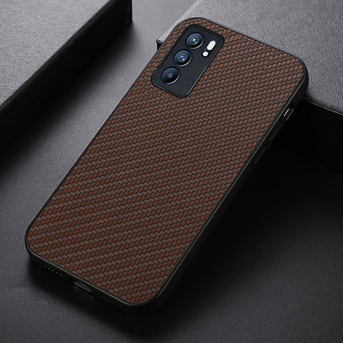 Soft Luxury Leather Snap On Case Cover B05H for Oppo Reno6 5G Brown