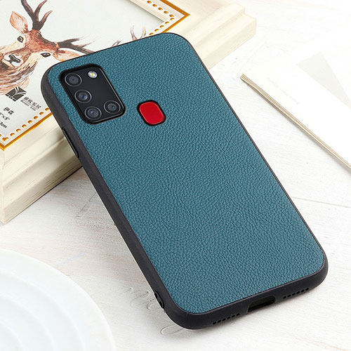Soft Luxury Leather Snap On Case Cover B05H for Samsung Galaxy A21s Green