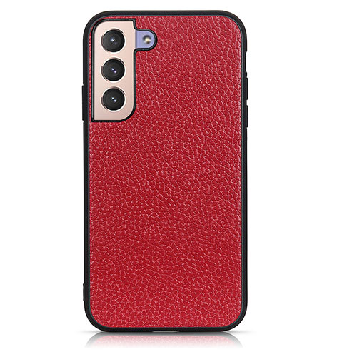 Soft Luxury Leather Snap On Case Cover B05H for Samsung Galaxy S21 FE 5G Red