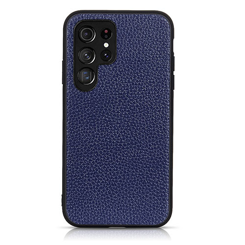 Soft Luxury Leather Snap On Case Cover B05H for Samsung Galaxy S21 Ultra 5G Blue