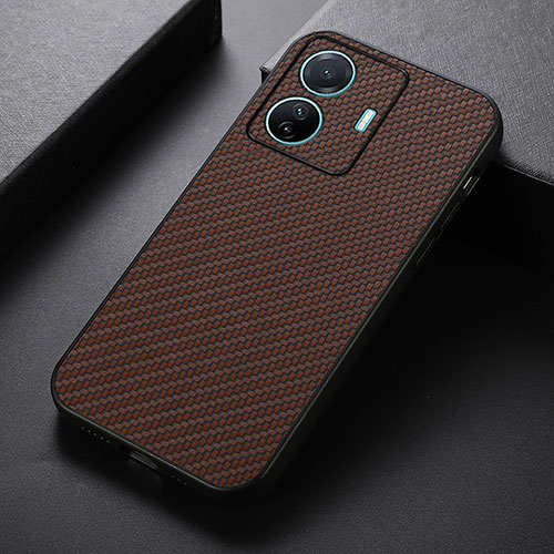 Soft Luxury Leather Snap On Case Cover B05H for Vivo T1 5G Brown