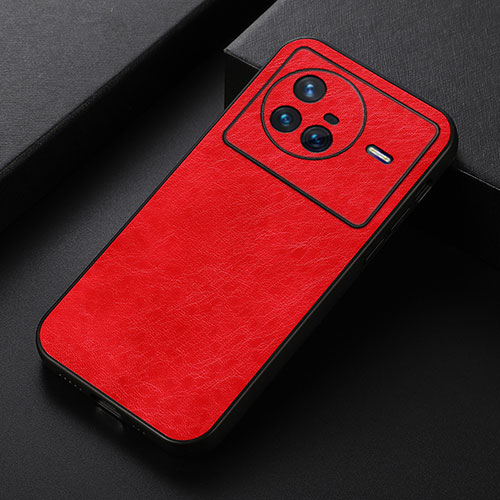 Soft Luxury Leather Snap On Case Cover B05H for Vivo X80 5G Red
