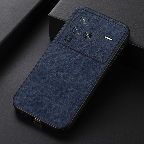 Soft Luxury Leather Snap On Case Cover B05H for Vivo X80 Pro 5G Blue