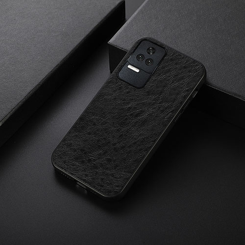 Soft Luxury Leather Snap On Case Cover B05H for Xiaomi Poco F4 5G Black