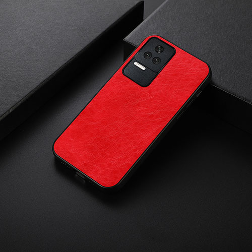 Soft Luxury Leather Snap On Case Cover B05H for Xiaomi Poco F4 5G Red