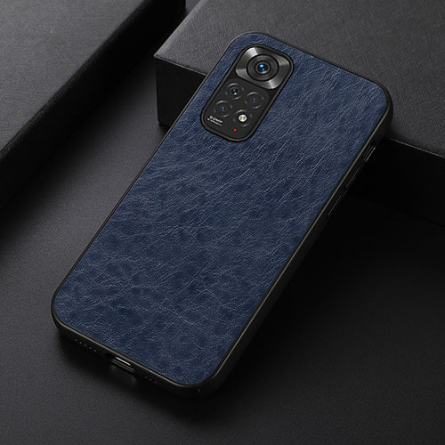Soft Luxury Leather Snap On Case Cover B05H for Xiaomi Redmi Note 11 4G (2022) Blue