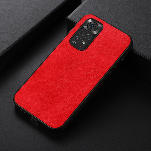 Soft Luxury Leather Snap On Case Cover B05H for Xiaomi Redmi Note 11 4G (2022) Red