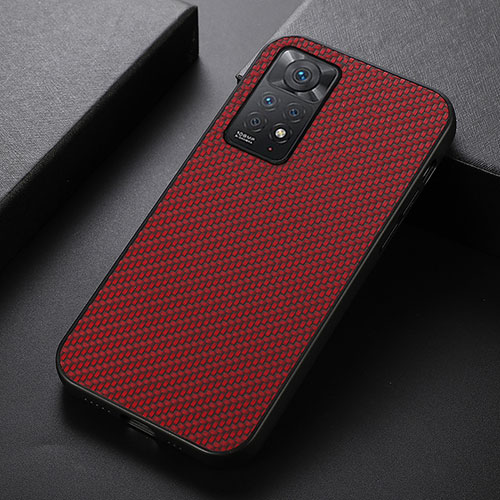 Soft Luxury Leather Snap On Case Cover B05H for Xiaomi Redmi Note 11 Pro 5G Red