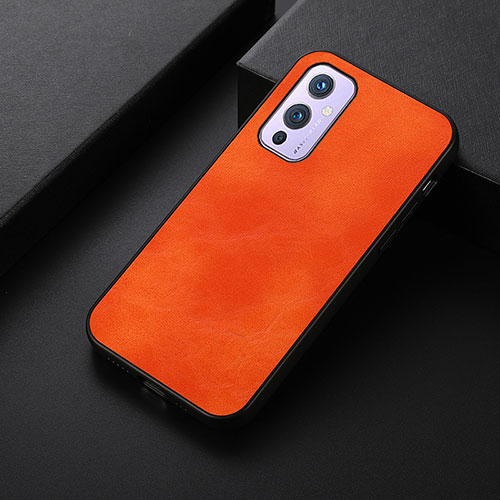 Soft Luxury Leather Snap On Case Cover B06H for OnePlus 9 5G Orange