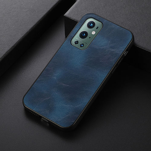 Soft Luxury Leather Snap On Case Cover B06H for OnePlus 9 Pro 5G Blue