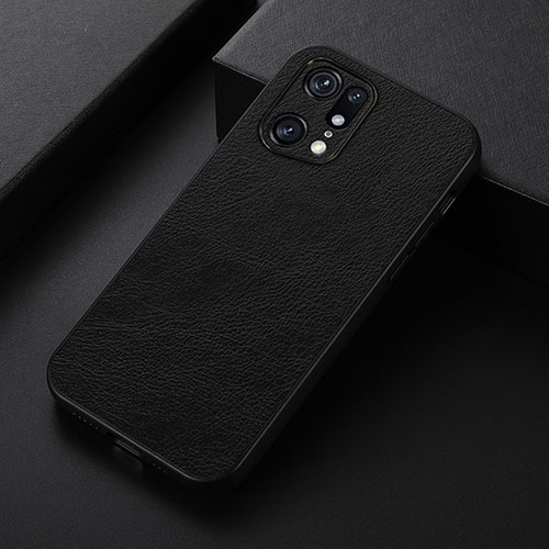 Soft Luxury Leather Snap On Case Cover B06H for Oppo Find X5 Pro 5G Black