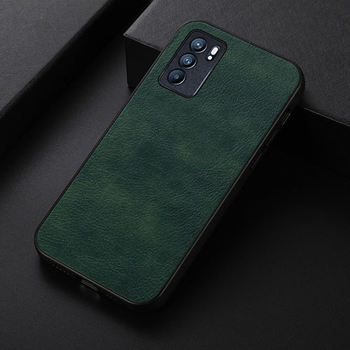 Soft Luxury Leather Snap On Case Cover B06H for Oppo Reno6 5G Green