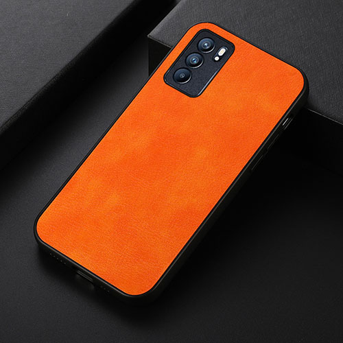 Soft Luxury Leather Snap On Case Cover B06H for Oppo Reno6 5G Orange