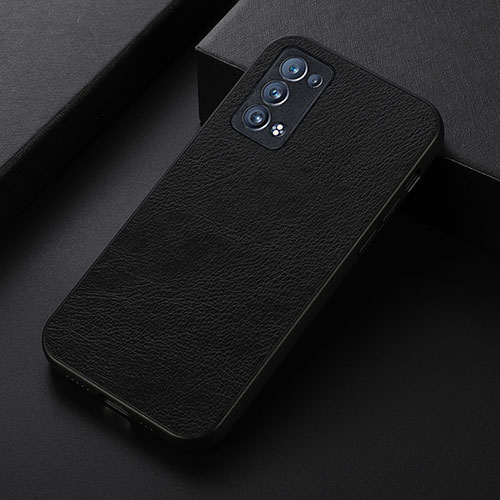 Soft Luxury Leather Snap On Case Cover B06H for Oppo Reno6 Pro+ Plus 5G Black