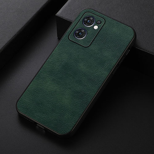 Soft Luxury Leather Snap On Case Cover B06H for Oppo Reno7 5G Green