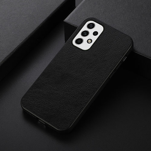 Soft Luxury Leather Snap On Case Cover B06H for Samsung Galaxy A23 4G Black