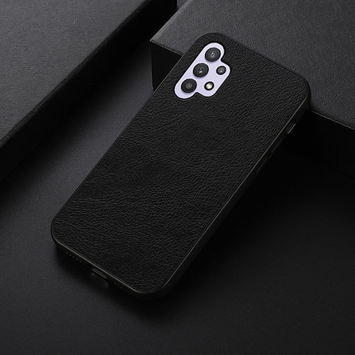 Soft Luxury Leather Snap On Case Cover B06H for Samsung Galaxy A32 4G Black