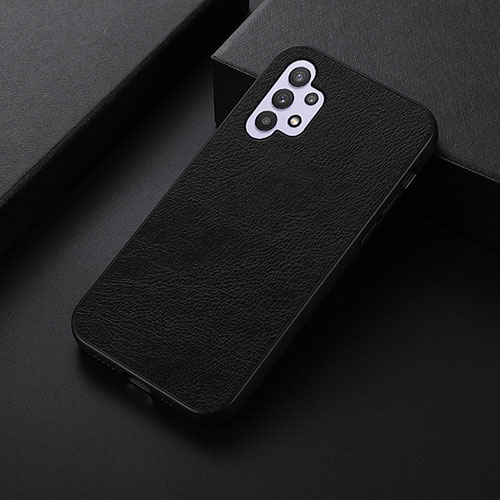 Soft Luxury Leather Snap On Case Cover B06H for Samsung Galaxy A32 5G Black