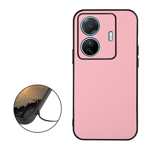 Soft Luxury Leather Snap On Case Cover B06H for Vivo iQOO Z6 Pro 5G Pink