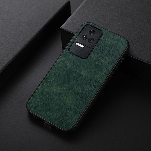 Soft Luxury Leather Snap On Case Cover B06H for Xiaomi Poco F4 5G Green