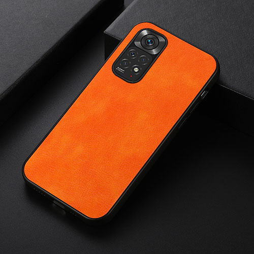 Soft Luxury Leather Snap On Case Cover B06H for Xiaomi Redmi Note 11 4G (2022) Orange