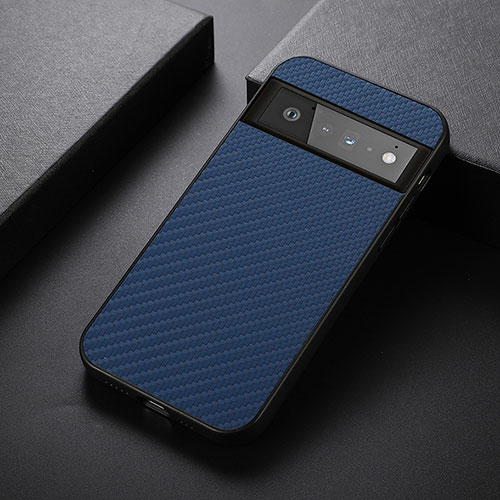 Soft Luxury Leather Snap On Case Cover B07H for Google Pixel 6 Pro 5G Blue