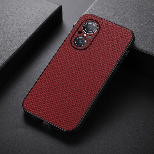 Soft Luxury Leather Snap On Case Cover B07H for Huawei Honor 50 SE 5G Red