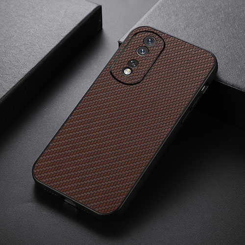 Soft Luxury Leather Snap On Case Cover B07H for Huawei Honor 80 Pro 5G Brown