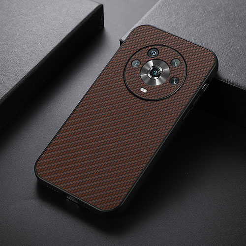 Soft Luxury Leather Snap On Case Cover B07H for Huawei Honor Magic4 5G Brown