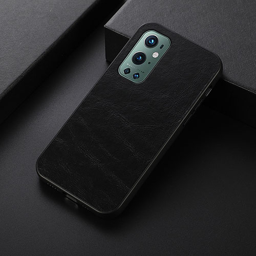 Soft Luxury Leather Snap On Case Cover B07H for OnePlus 9 Pro 5G Black