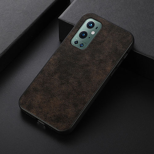 Soft Luxury Leather Snap On Case Cover B07H for OnePlus 9 Pro 5G Brown