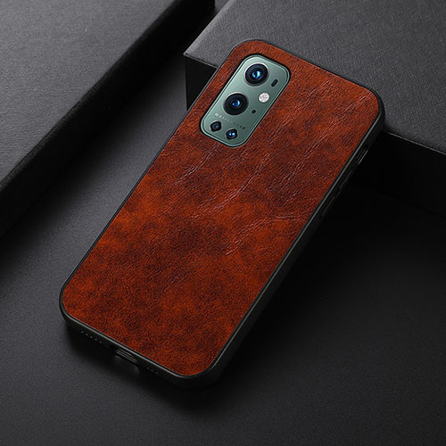 Soft Luxury Leather Snap On Case Cover B07H for OnePlus 9 Pro 5G Light Brown