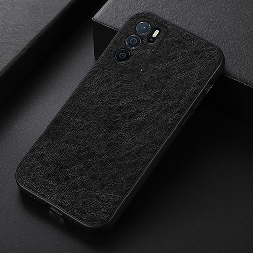 Soft Luxury Leather Snap On Case Cover B07H for Oppo A16s Black