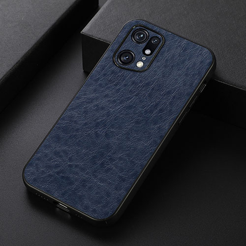 Soft Luxury Leather Snap On Case Cover B07H for Oppo Find X5 Pro 5G Blue