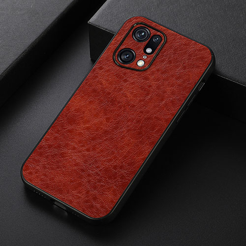 Soft Luxury Leather Snap On Case Cover B07H for Oppo Find X5 Pro 5G Brown