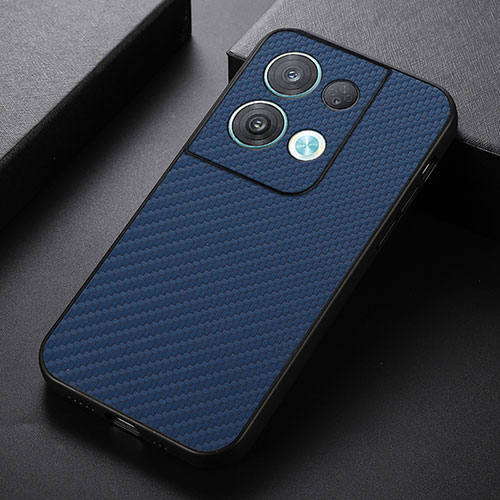 Soft Luxury Leather Snap On Case Cover B07H for Oppo Reno9 Pro 5G Blue