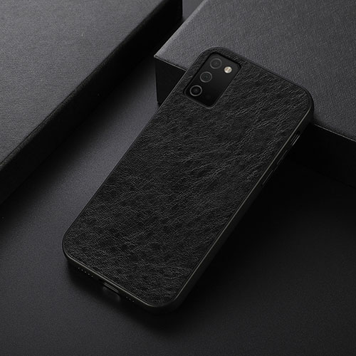 Soft Luxury Leather Snap On Case Cover B07H for Samsung Galaxy A02s Black