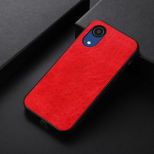 Soft Luxury Leather Snap On Case Cover B07H for Samsung Galaxy A03 Core Red