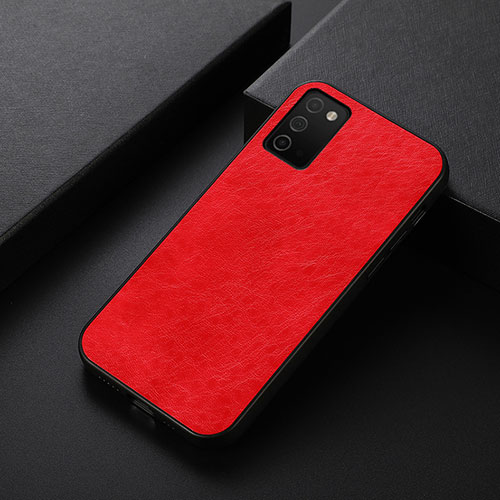 Soft Luxury Leather Snap On Case Cover B07H for Samsung Galaxy A03s Red