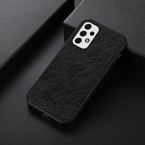 Soft Luxury Leather Snap On Case Cover B07H for Samsung Galaxy A23 4G Black