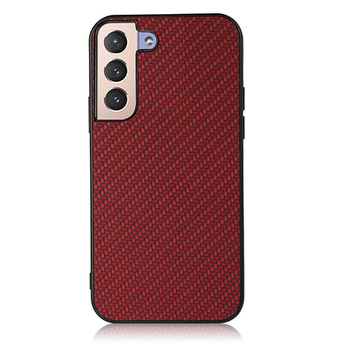 Soft Luxury Leather Snap On Case Cover B07H for Samsung Galaxy S21 Plus 5G Red