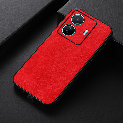 Soft Luxury Leather Snap On Case Cover B07H for Vivo iQOO Z6 Pro 5G Red