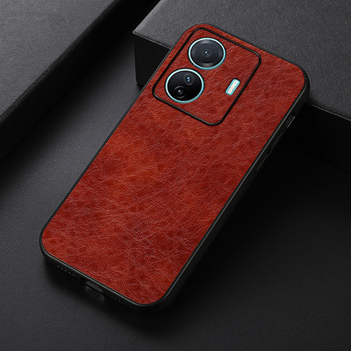 Soft Luxury Leather Snap On Case Cover B07H for Vivo T1 5G Brown