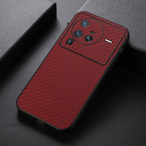 Soft Luxury Leather Snap On Case Cover B07H for Vivo X80 Pro 5G Red