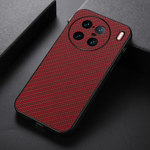 Soft Luxury Leather Snap On Case Cover B07H for Vivo X90 Pro+ Plus 5G Red