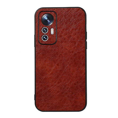 Soft Luxury Leather Snap On Case Cover B07H for Xiaomi Mi 12 5G Brown