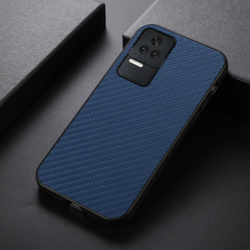 Soft Luxury Leather Snap On Case Cover B07H for Xiaomi Poco F4 5G Blue