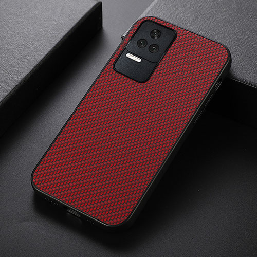 Soft Luxury Leather Snap On Case Cover B07H for Xiaomi Poco F4 5G Red